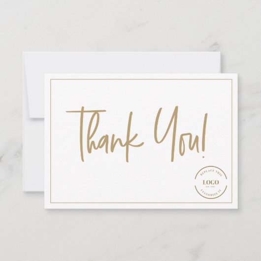 Custom Logo Simple Gold Business Modern Script サンキューカード (正面)