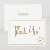 Custom Logo Simple Gold Business Modern Script サンキューカード (正面/裏面)