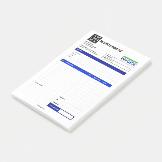 Custom Logo Small Business Invoice Receipt Pad ポストイット (アングル)