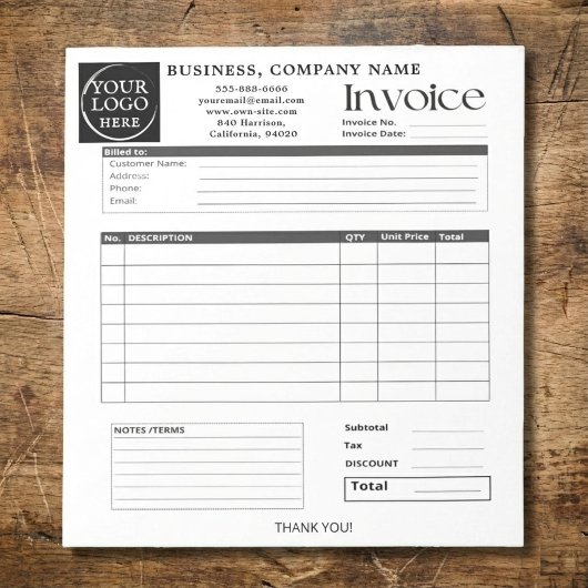 Custom Logo Small Business Invoice Sales Receipt N ノートパッド