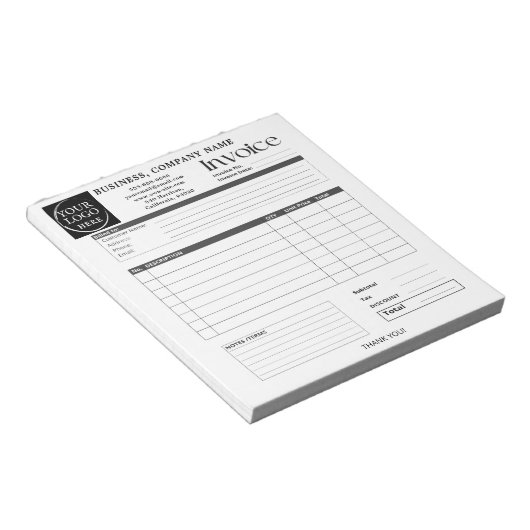 Custom Logo Small Business Invoice Sales Receipt N ノートパッド (アングル)