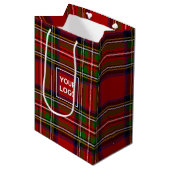 Custom Logo Tartan Paper Gift Bag ミディアムペーパーバッグ (正面アングル)