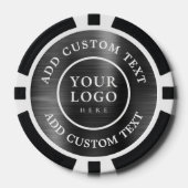 Custom Logo Text Black Metal Style Business Casino ポーカーチップ (正面)