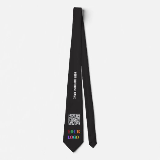 Custom Logo Text QR Code Branded Neck Tie Example ネクタイ (正面)