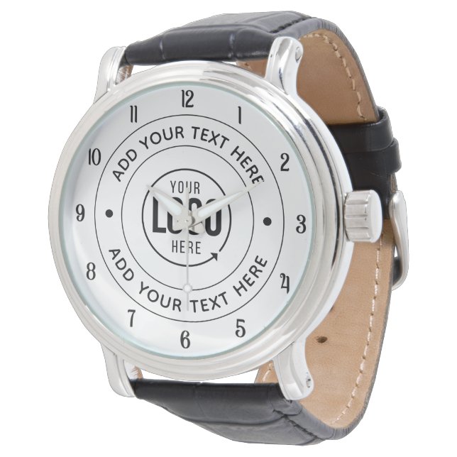 ⌚ Custom Logo-Text Wrist Watch | Personalized Gift 腕時計 (アングル)