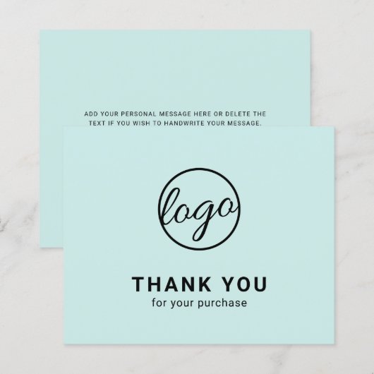 Custom Logo Turquoise Budget Thank You Card (正面/裏面)