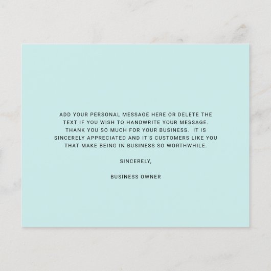 Custom Logo Turquoise Budget Thank You Card (裏面)