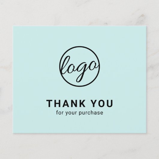 Custom Logo Turquoise Budget Thank You Card (正面)