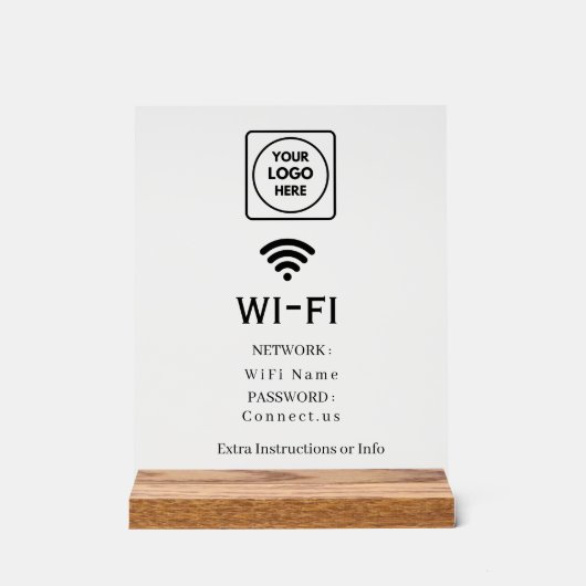 Custom Logo Wi-Fi Network Password Display Sign アクリルサイン (正面)