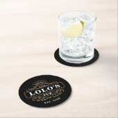 Custom Lolo's Pub Home Bar Year Established ラウンドペーパーコースター (インサイチュ)
