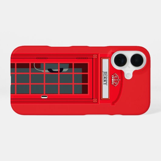 Custom London Red Phone Booth iPhone 16ケース (裏面横)