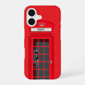 Custom London Red Phone Booth iPhone 16ケース (裏面)