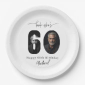 Custom Look Who’s 60 Birthday Photo Plate ペーパープレート (正面)