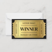 Custom Lottery Ticket for Casino Party, Black Gold ノートカード (裏面)