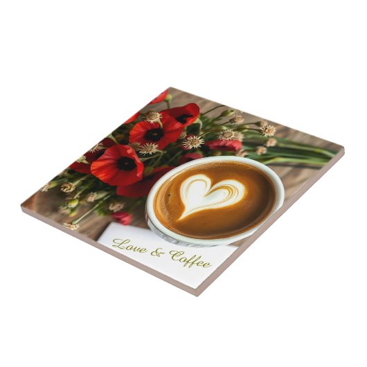 Custom Love & Coffee Cup with White Foam Heart タイル (側面)