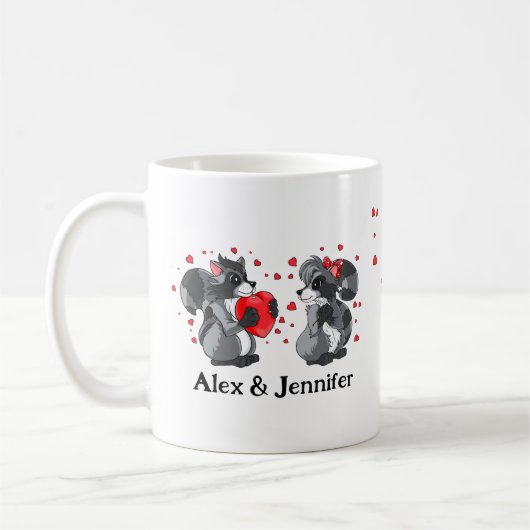 Custom Love Couple Names Personalized コーヒーマグカップ (左)