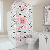 Custom Love Gift Shower Curtain Hand Drawn Hearts シャワーカーテン (インサイチュ)