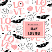 Custom Love Gift Shower Curtain Hand Drawn Hearts シャワーカーテン