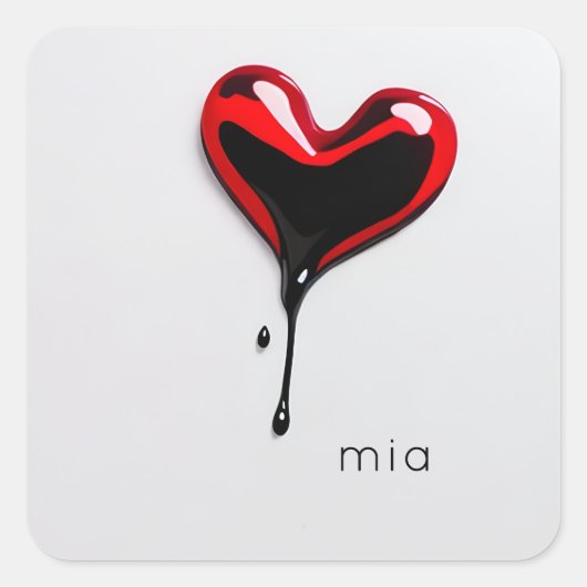 custom love heart monogram name modern minimal  スクエアシール (正面)