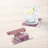 Custom Love Hearts Banner Overlaid Custom Photo スクエアペーパーコースター (インサイチュ)