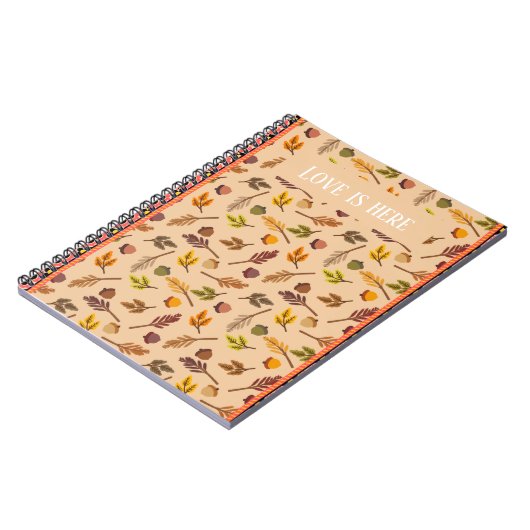 Custom Love is here Cozy autumn pattern Brown chic ノートブック (左側)