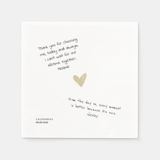 Custom Love Note Handwritten Typo-Personal Wedding スタンダードカクテルナプキン (正面)