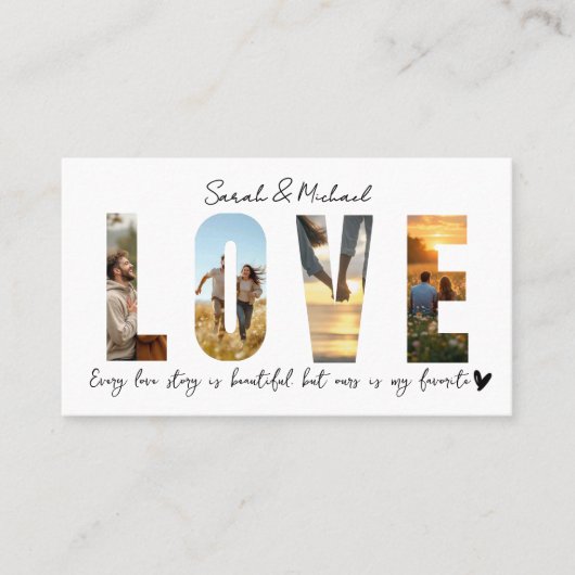 Custom LOVE Photo Collage Card for Couples 名刺 (正面)
