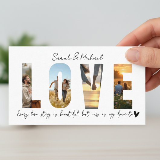 Custom LOVE Photo Collage Card for Couples 名刺