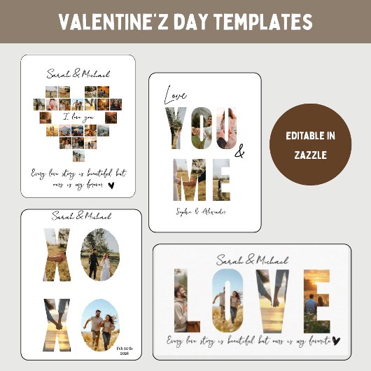 Custom LOVE Photo Collage Card for Couples 名刺