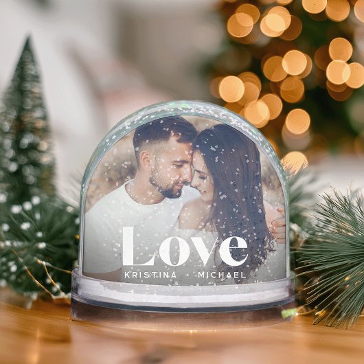 Custom Love Photo Snow Globe with Couple Names