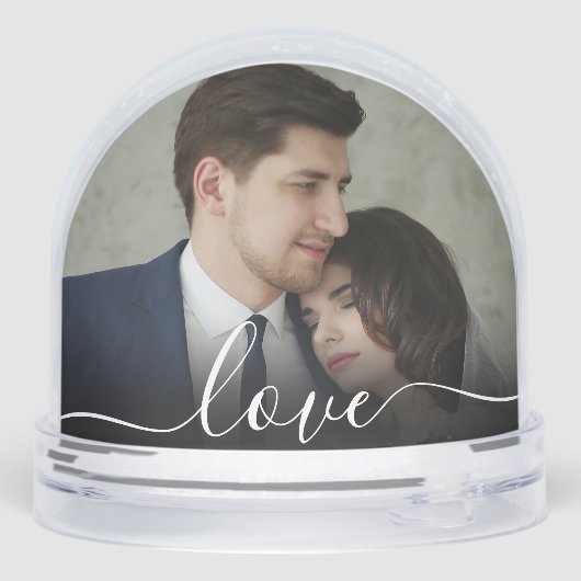 Custom Love Simple Modern Script 2 Photo Snow Glob (裏面)