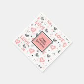 Custom Love Text Hearts Hand Drawn Valentine Napki スタンダードカクテルナプキン (角)