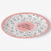 Custom Love Text Hearts Hand Drawn Valentine Plate ペーパープレート (アングル)