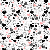 Custom Love Tie Pink Black Heart Sketch ネクタイ