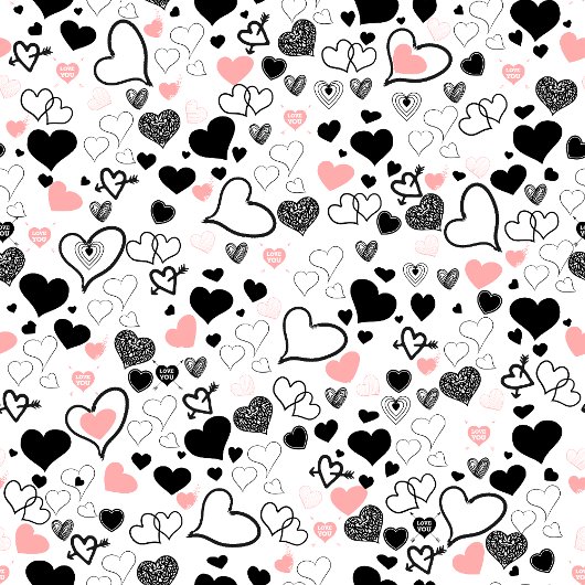 Custom Love Tie Pink Black Heart Sketch ネクタイ