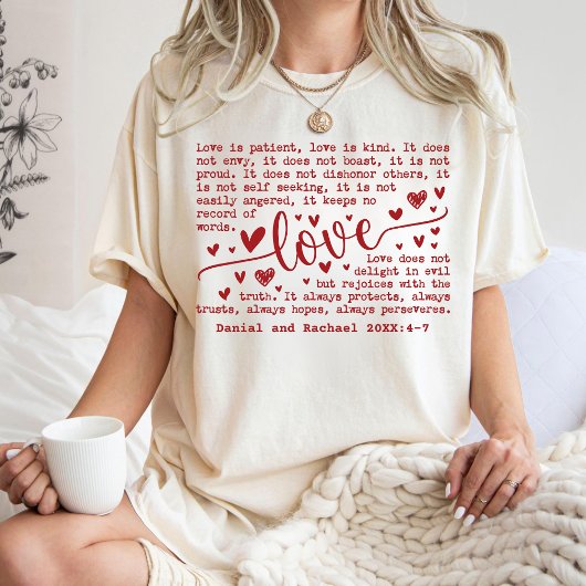 Custom Love Verse with Names for Wedding Gift トライブレンドＴシャツ