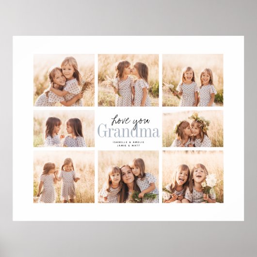 Custom Love You Grandma Grandkids Photo Collage ポスター (正面)