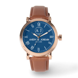 Custom lovers name monogram Personalized blue 腕時計