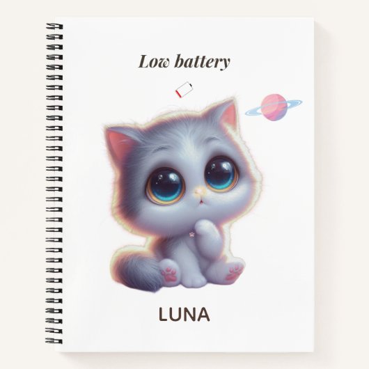 Custom Low Battery Cat Journal ノートブック (正面)