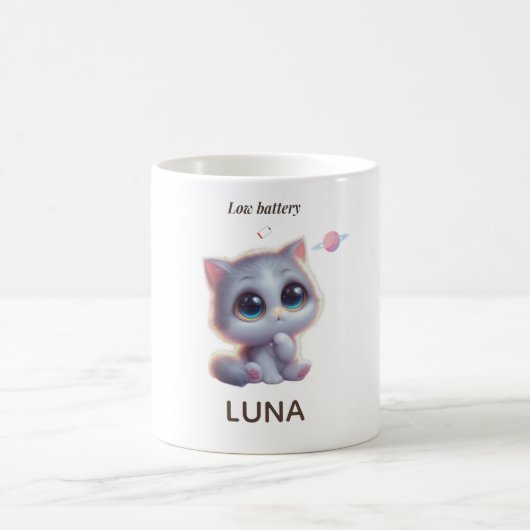 Custom Low Battery Cat Mug コーヒーマグカップ (中央)