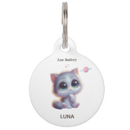 Custom Low Battery Cat Pet Tag ペット ネームタグ