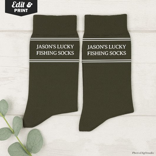 Custom Lucky Fishing Socks Birthday Christmas Gift ソックス