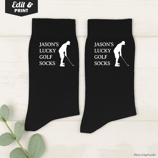 Custom Lucky Golf Socks, Birthday Christmas Fun ソックス