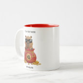 Custom Lunar Fortune Bag Capybara Red Two-Tone Mug ツートーンマグカップ (正面左)