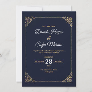 Custom Luxury Gold Wedding Invitation  招待状