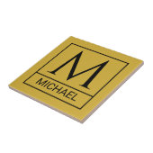 Custom M Gold Ceramic Tile with Initial & Name タイル (側面)