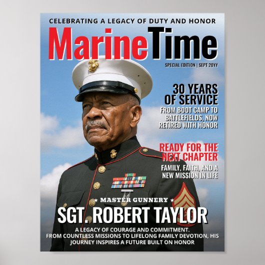 Custom Magazine Cover Gift Dad Marine Retirement ポスター (正面)