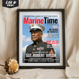 Custom Magazine Cover Gift Dad Marine Retirement ポスター