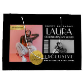 Custom Magazine Cover Modern Birthday Fashion ラージペーパーバッグ (裏面)