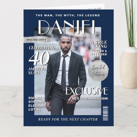 Custom Magazine Greeting Card, Fun Modern Birthday カード (正面)